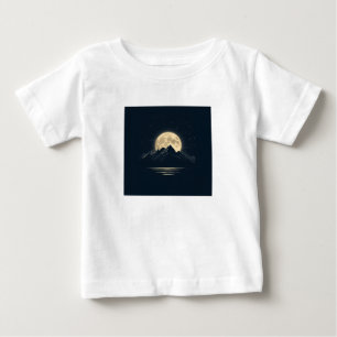 Camiseta Para Bebê Lua Cheia Sobre Montanhas - Shir Céu Noturno Cênic