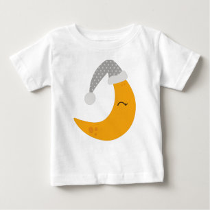 Camiseta Para Bebê Lua Dormindo, Chapéu Noturno, Lua Fresca, Lua Amar