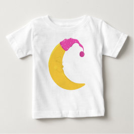 Camiseta Para Bebê Lua Dormindo, Lua Fresca, Lua Amarela, Chapéu Notu
