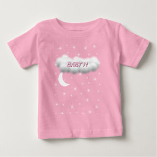 Camiseta Para Bebê Lua e estrelas bebê T-Shirt