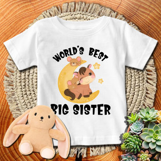 Camiseta Para Bebê Lua Pônei Melhor Irmã Mais Velha do Mundo