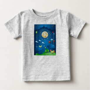 Camiseta Para Bebê Luar e peixes voadores