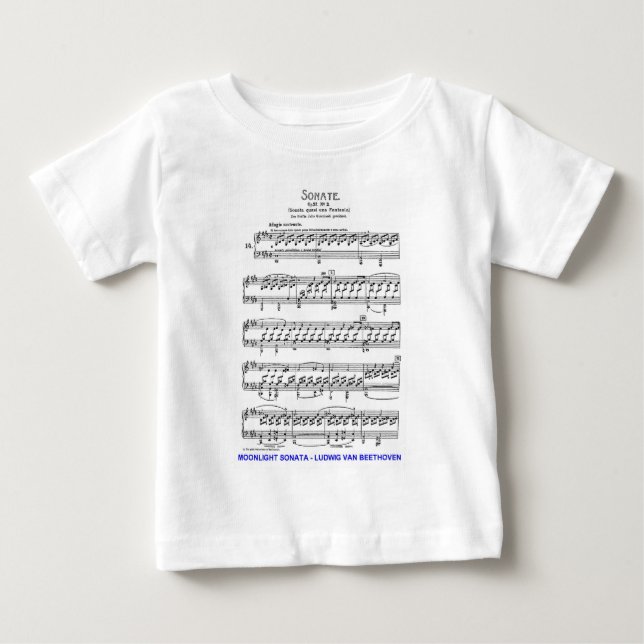Camiseta Para Bebê Luar-Sonata-Ludwig-Beethoven (Frente)
