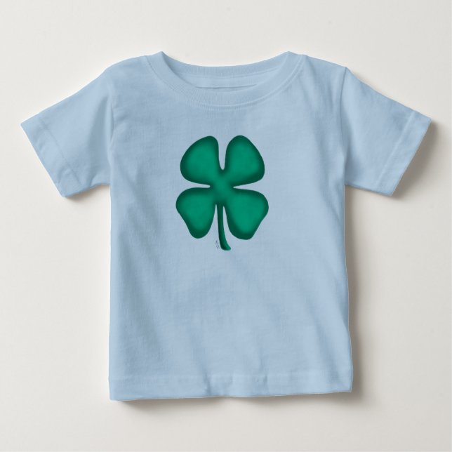 Camiseta Para Bebê Lucky 4 Leaf Irish Clover blue baby T shirt (Frente)