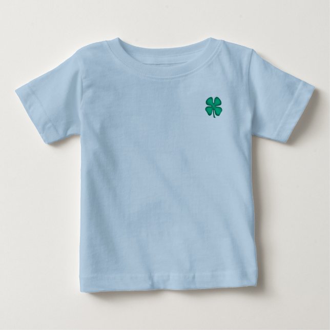 Camiseta Para Bebê Lucky 4 Leaf Irish Clover blue baby T shirt (Frente)