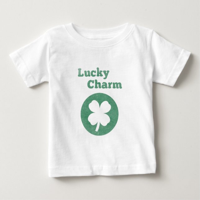 Camiseta Para Bebê Lucky Charm Clover para boa sorte Baby Tee (Frente)