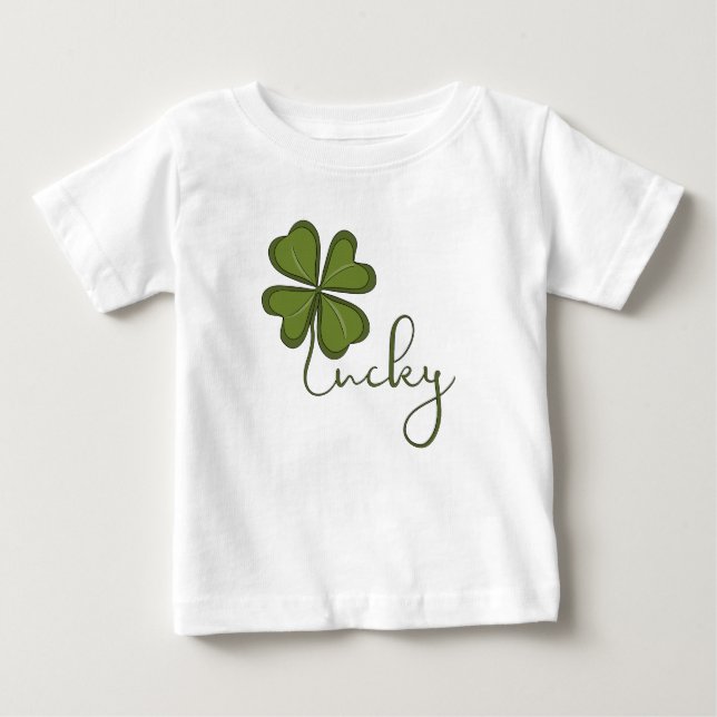 Camiseta Para Bebê Lucky Four Folha Clover (Frente)