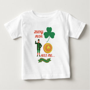 Camiseta Para Bebê Lucky Irish Kiss Me feliz santo padroeiro dia T-Sh