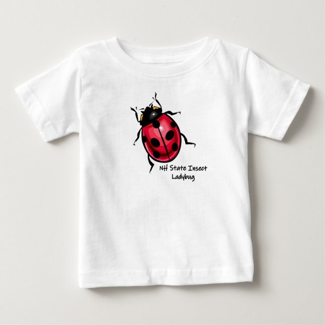 Camiseta Para Bebê Lucky Ladybug New Hampshire State Insect (Frente)