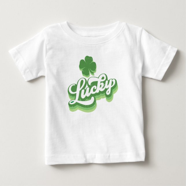 Camiseta Para Bebê Lucky Shamrock Dia de São Patrício irlandês (Frente)