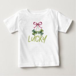 Camiseta Para Bebê Lucky St Patrick's Coquette Laço
