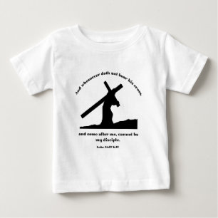 Camiseta Para Bebê Luke 14:27 KJV Jesus Cruz Bíblia Cristã Verso