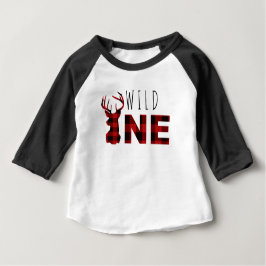 Camiseta Para Bebê Lumberjack Xadrez Wild One | Primeiro Aniversário