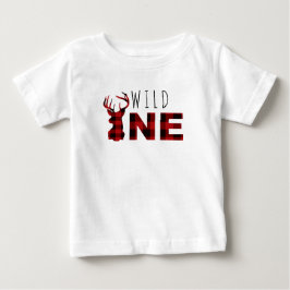Camiseta Para Bebê Lumberjack Xadrez Wild One | Primeiro Aniversário