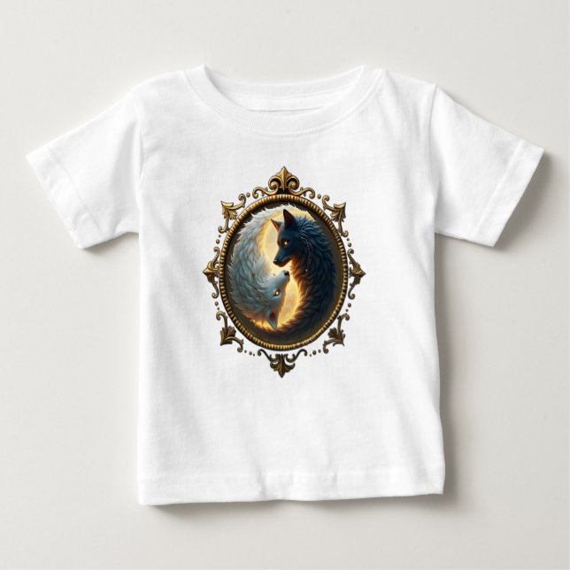Camiseta Para Bebê Lunar Balance – Where Shadows Embrace the Light.  (Frente)
