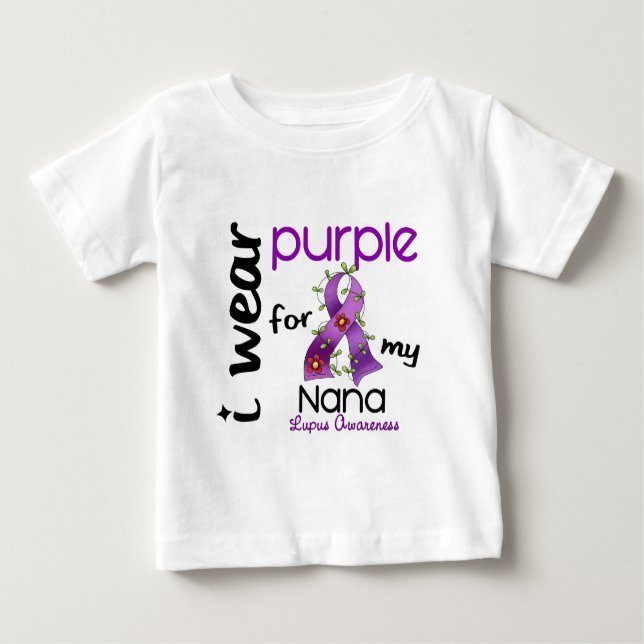 Camiseta Para Bebê Lúpus EU VISTO o ROXO PARA MINHA NANA 43 (Frente)
