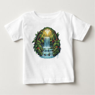 Camiseta Para Bebê Lush Green Forest Waterfall – Cinematic Tropical 