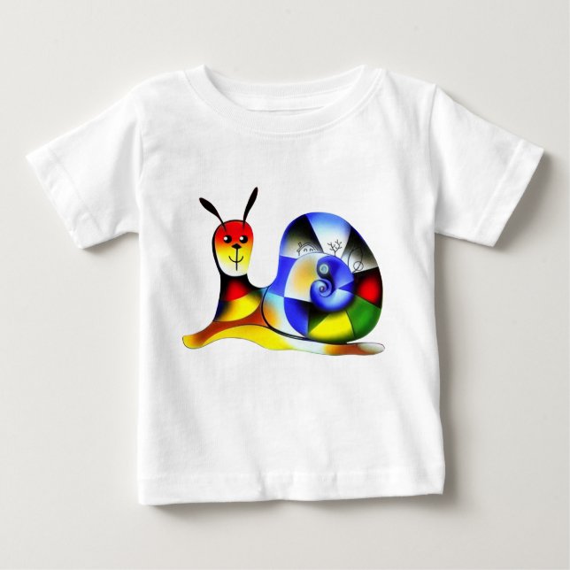 Camiseta Para Bebê Lustige mehrfarbige Schnecke (Frente)
