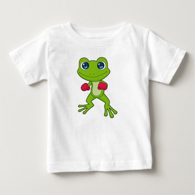 Camiseta Para Bebê Lutador de boxe de sapo luvas de boxe (Frente)