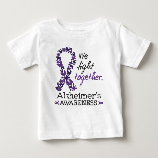 Camiseta Para Bebê Lutamos juntos - Consciência do mal de Alzheimer (Frente)