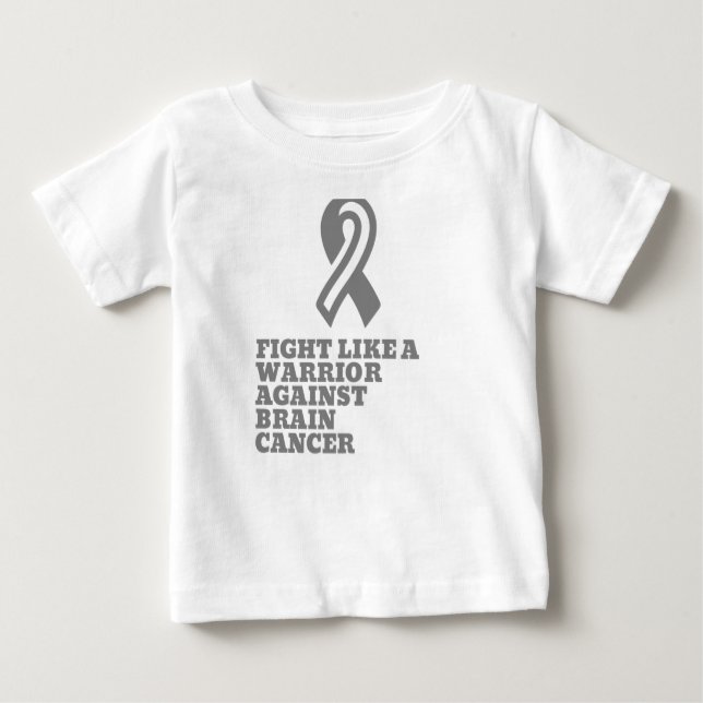 Camiseta Para Bebê lutar como um guerreiro contra o cancer cerebral (Frente)