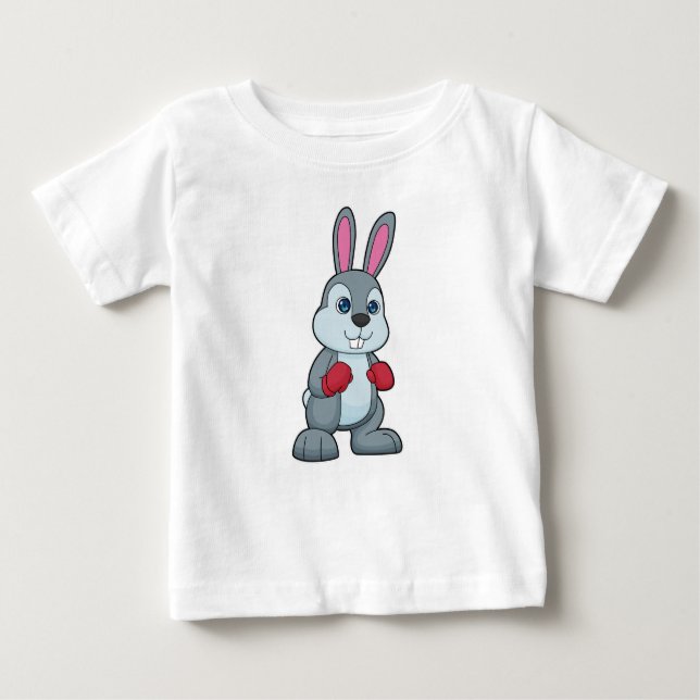 Camiseta Para Bebê Luvas para "in a box" de coelho (Frente)