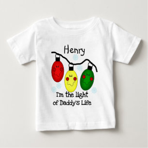 Camiseta Para Bebê Luz de Natal Personalizado do Pai de Vida do Pai