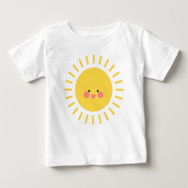 Camiseta Para Bebê Luz do Sol de Verão de Face Feliz (Frente)