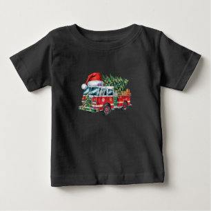 Camiseta Para Bebê Luzes de árvore de Natal com chapéu de Papai Noel