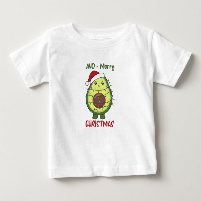 Camiseta Para Bebê Luzes de Natal do Avocado Engraçadas Frio Adulto (Frente)