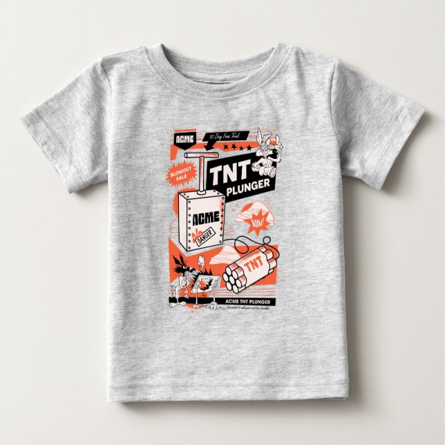 Camiseta Para Bebê LWILE E. COYOTE™ | Êmbolo dinâmico ACME TNT (Frente)