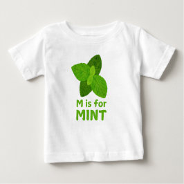 Camiseta Para Bebê M é para MINT Green Veggie Alphabet M