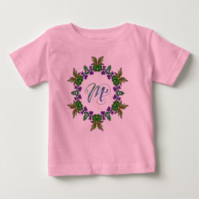 Camiseta Para Bebê M Flores Bonito De Boca Única De Diversão (Frente)