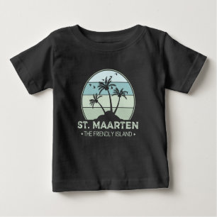 Camiseta Para Bebê Maarten, o amigo Retro Ilha Sint Martin