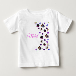 Camiseta Para Bebê Mabel, Nome, Com Porcos E Panteras De Guiné,
