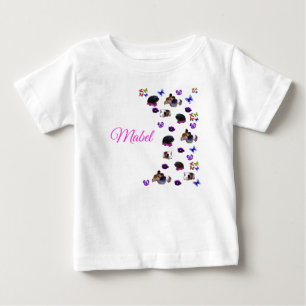 Camiseta Para Bebê Mabel, Nome, Com Porquinhos Da Índia E Pensamentos