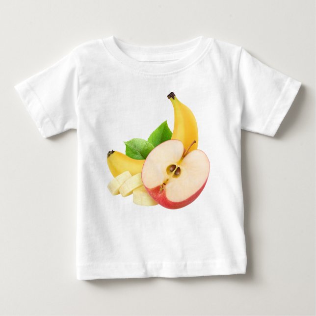 Camiseta Para Bebê Maçã e banana (Frente)