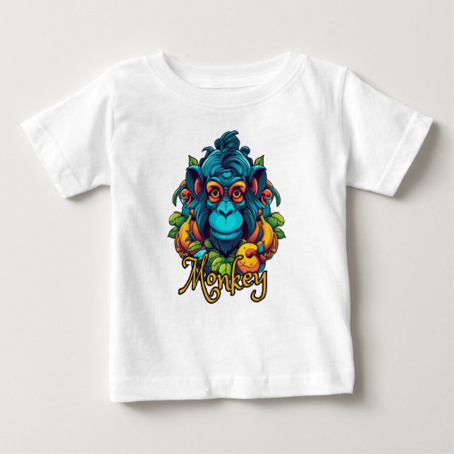 Camiseta Para Bebê Macaco (Frente)