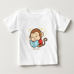 Camiseta Para Bebê Macaco Adorável Lendo Livro