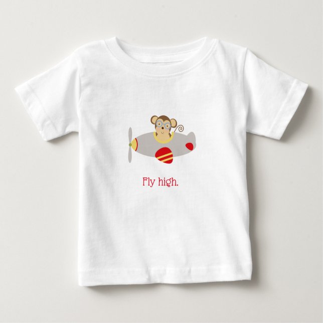 Camiseta Para Bebê Macaco Alto Voo (Frente)