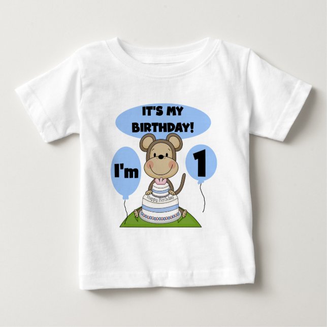 Camiseta Para Bebê Macaco Aniversário Garoto 1rua (Frente)