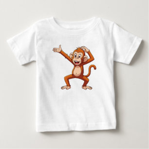 Camiseta Para Bebê Macaco Apresentando e Coçando a Cabeça