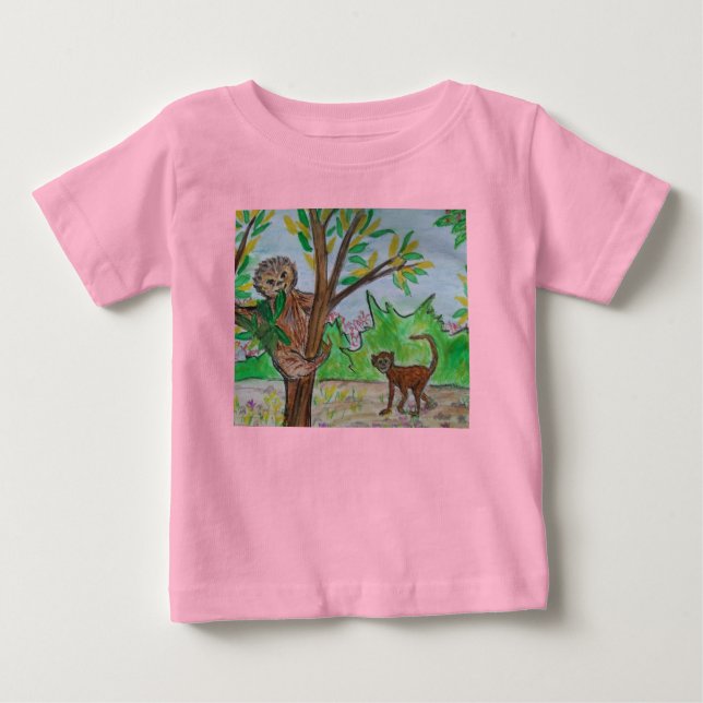 Camiseta Para Bebê Macaco-Aranha e Lã (Frente)