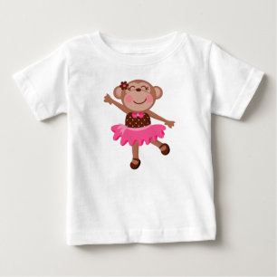 Camiseta Para Bebê Macaco Bailarina Vestido Sem Manga Feminino Infant