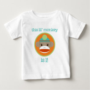 Camiseta Para Bebê Macaco brilhante da peúga: Primeiro aniversário