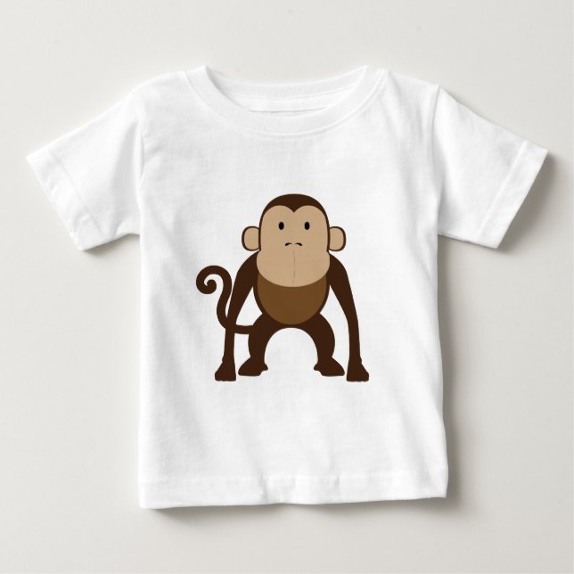 Camiseta Para Bebê Macaco castanho-cinto (Frente)