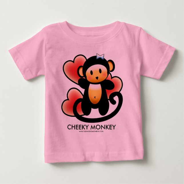 Camiseta Para Bebê Macaco Cheio (Frente)