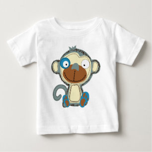 Camiseta Para Bebê Macaco Colorido de Tecido para Crianças