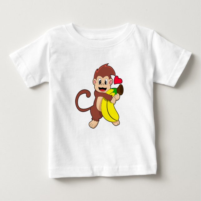 Camiseta Para Bebê Macaco com Banana (Frente)