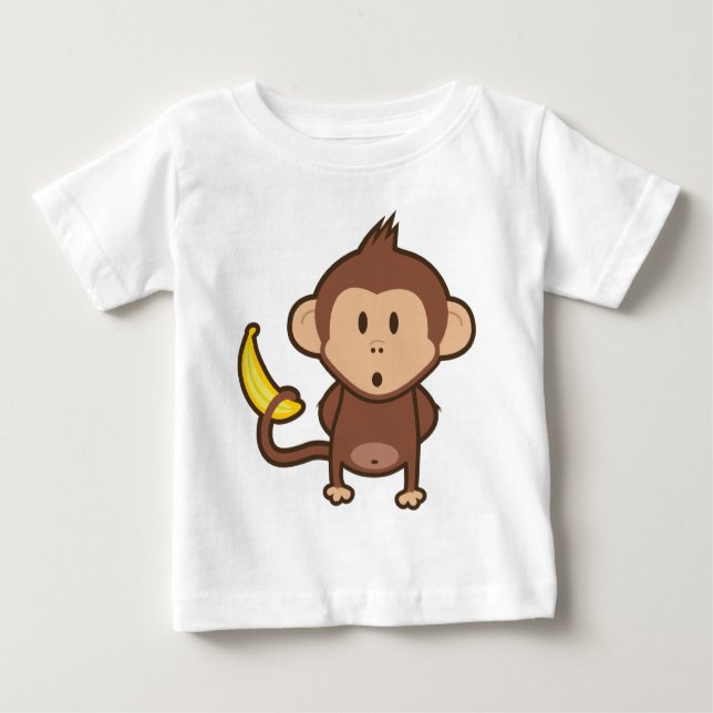 Camiseta Para Bebê Macaco com banana (Frente)
